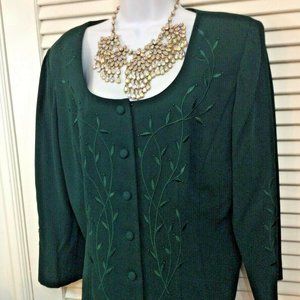 PLAZA SOUTH Green SKIRT JACKET SUIT SZ 12 Fall fashion